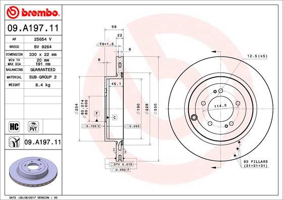 Brembo 09.A197.11 - Əyləc Diski furqanavto.az