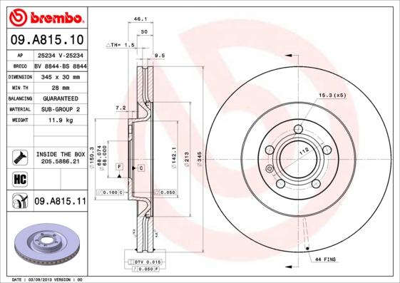 Brembo 09.A815.10 - Əyləc Diski furqanavto.az