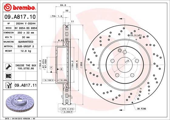 Brembo 09.A817.11 - Əyləc Diski furqanavto.az