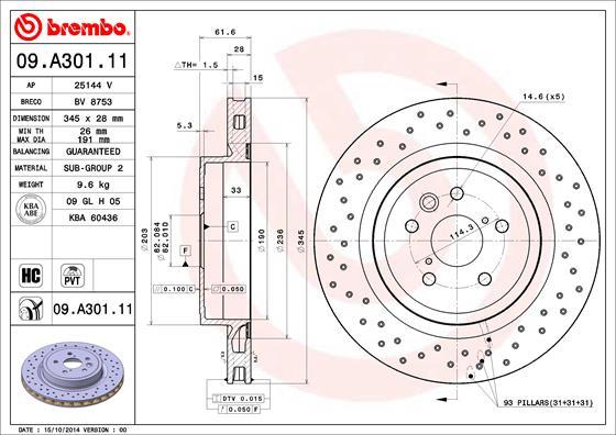 Brembo 09.A301.11 - Əyləc Diski furqanavto.az