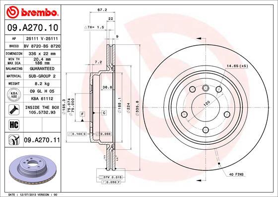 Brembo 09.A270.10 - Əyləc Diski furqanavto.az