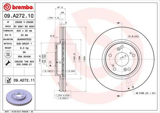 Brembo 09.A272.11 - Əyləc Diski furqanavto.az