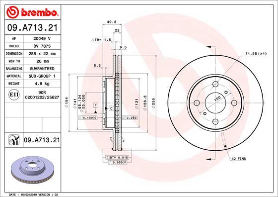 Brembo 09.A713.21 - Əyləc Diski furqanavto.az