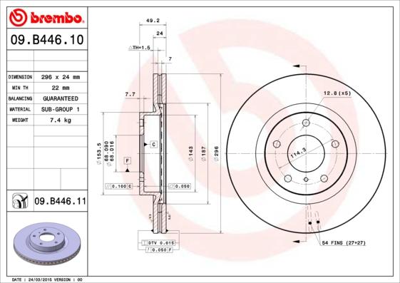 Brembo 09.B446.11 - Əyləc Diski furqanavto.az