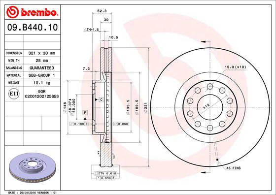 Brembo 09.B440.10 - Əyləc Diski furqanavto.az