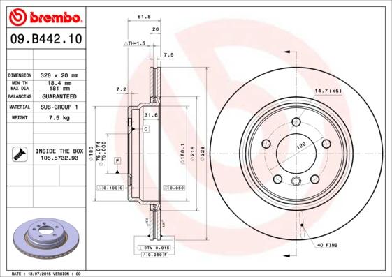 Brembo 09.B442.10 - Əyləc Diski furqanavto.az