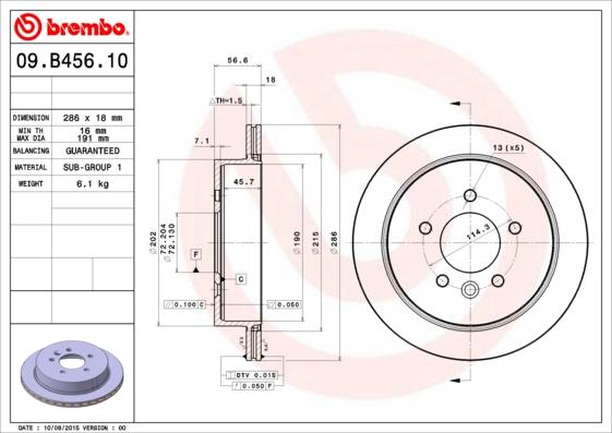 Brembo 09.B456.10 - Əyləc Diski furqanavto.az