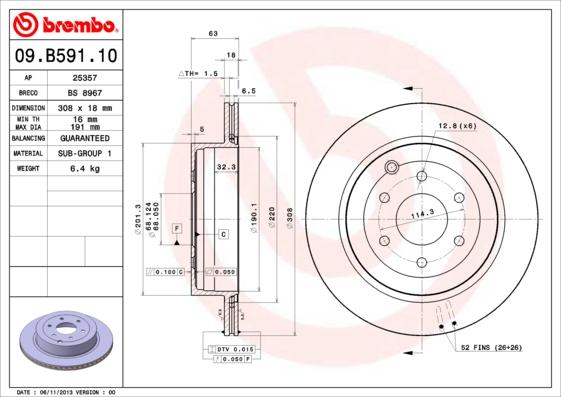 Brembo 09.B591.10 - Əyləc Diski furqanavto.az