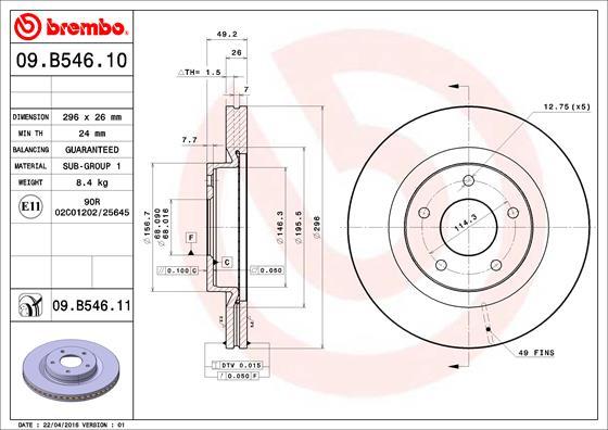 Brembo 09.B546.11 - Əyləc Diski furqanavto.az