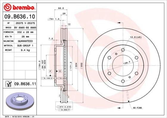 Brembo 09.B636.10 - Əyləc Diski furqanavto.az