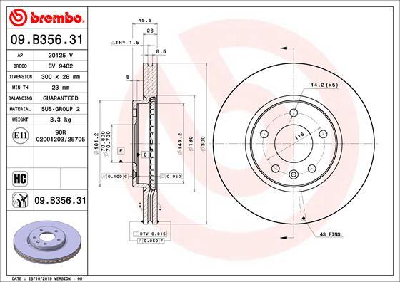 Brembo 09.B356.31 - Əyləc Diski furqanavto.az