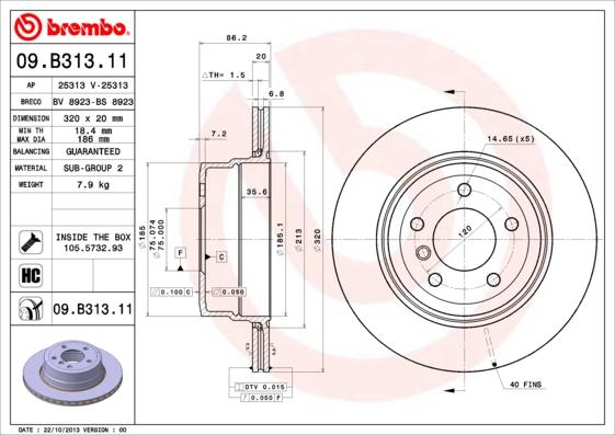 Brembo 09.B313.11 - Əyləc Diski furqanavto.az