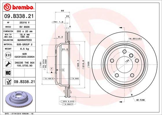 Brembo 09.B338.21 - Əyləc Diski furqanavto.az