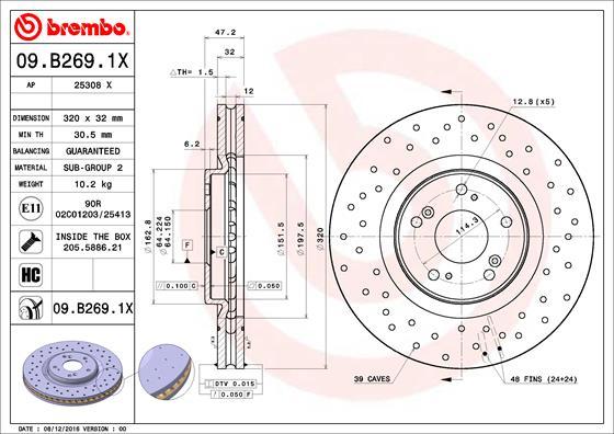 Brembo 09.B269.1X - Əyləc Diski furqanavto.az