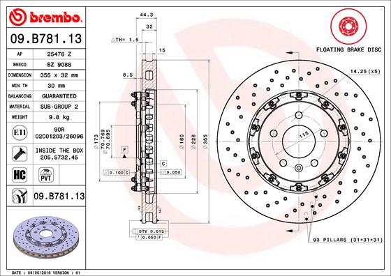 Brembo 09.B781.13 - Əyləc Diski furqanavto.az