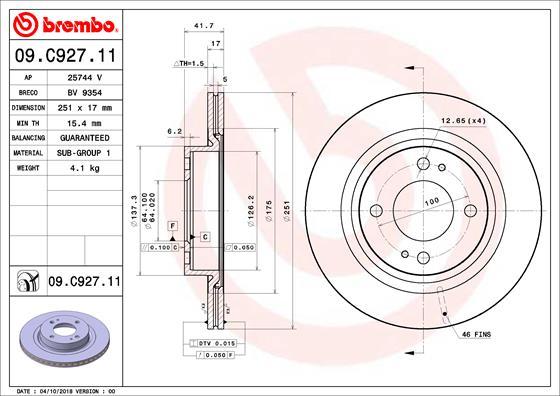 Brembo 09.C927.11 - Əyləc Diski furqanavto.az