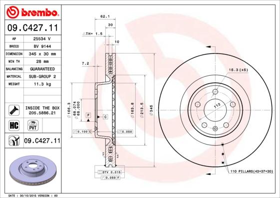 Brembo 09.C427.11 - Əyləc Diski furqanavto.az