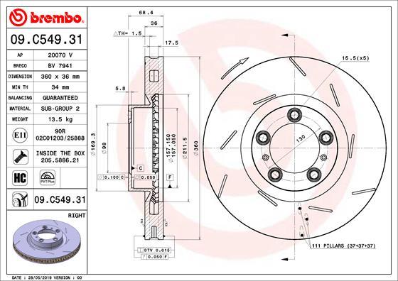 Brembo 09.C549.31 - Əyləc Diski furqanavto.az