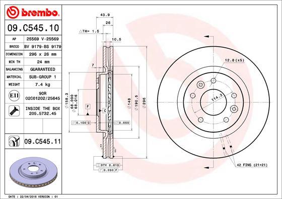 Brembo 09.C545.11 - Əyləc Diski furqanavto.az