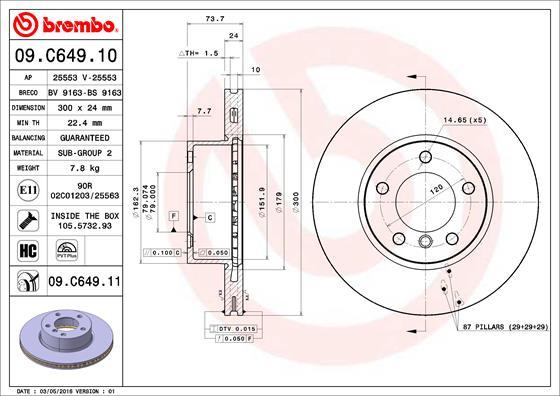 Brembo 09.C649.11 - Əyləc Diski furqanavto.az