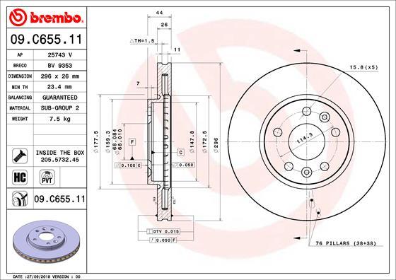 Brembo 09.C655.11 - Əyləc Diski furqanavto.az