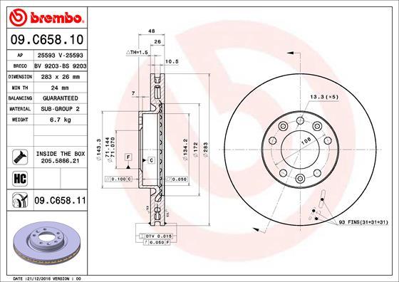 Brembo 09.C658.11 - Əyləc Diski furqanavto.az