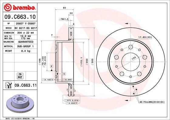 Brembo 09.C663.11 - Əyləc Diski furqanavto.az