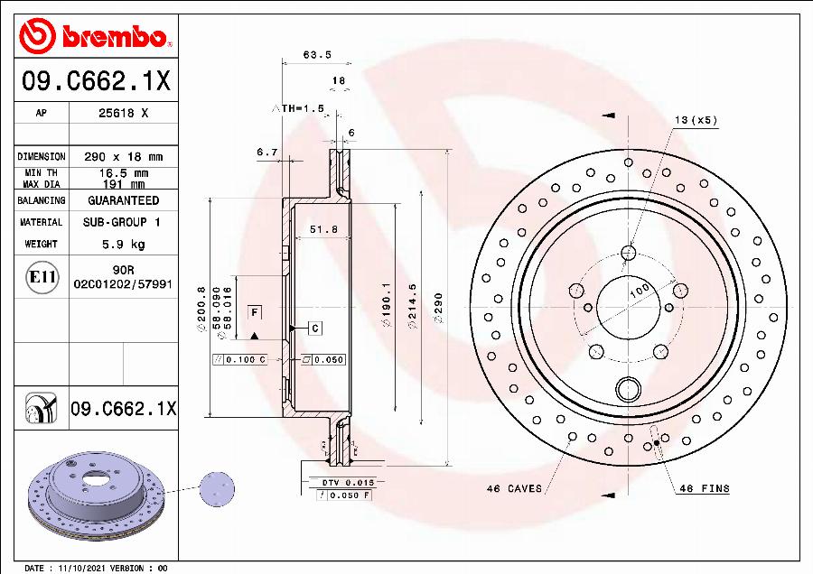 Brembo 09.C662.1X - Əyləc Diski furqanavto.az