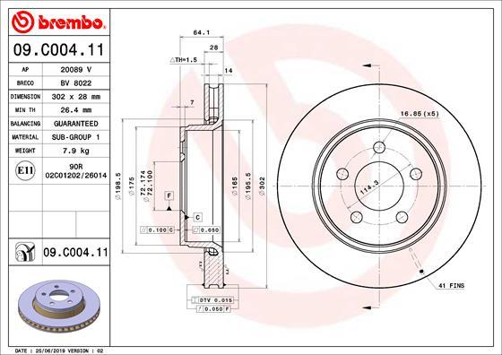 Brembo 09.C004.11 - Əyləc Diski furqanavto.az