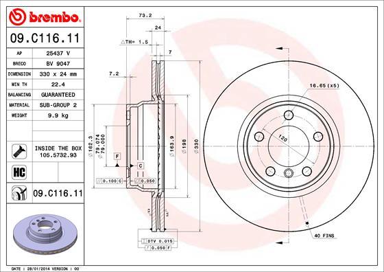 Brembo 09.C116.11 - Əyləc Diski furqanavto.az