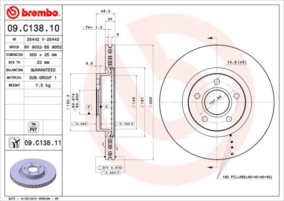 Brembo 09.C138.10 - Əyləc Diski furqanavto.az