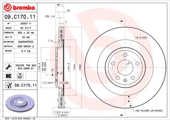 Brembo 09.C170.11 - Əyləc Diski furqanavto.az