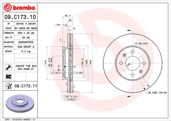 Brembo 09.C173.11 - Əyləc Diski furqanavto.az