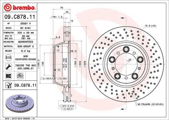 Brembo 09.C878.11 - Əyləc Diski furqanavto.az