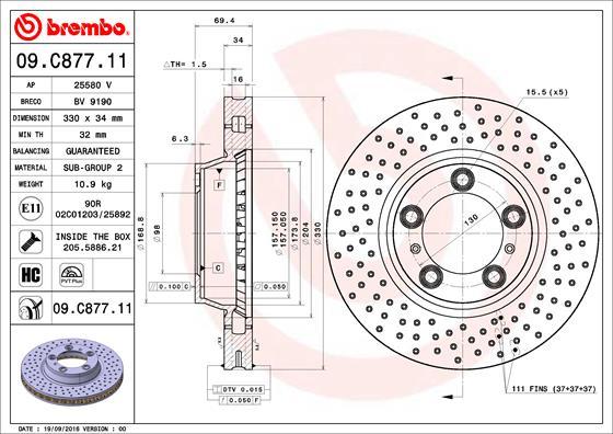 Brembo 09.C877.11 - Əyləc Diski www.furqanavto.az