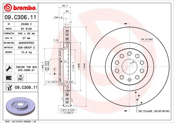 Brembo 09.C306.11 - Əyləc Diski furqanavto.az