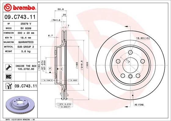 Brembo 09.C743.11 - Əyləc Diski furqanavto.az