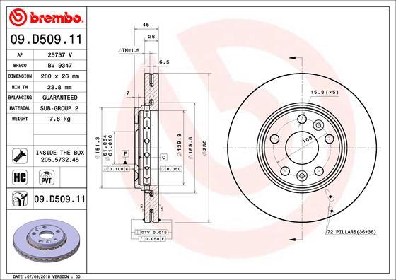 Brembo 09.D509.11 - Əyləc Diski furqanavto.az