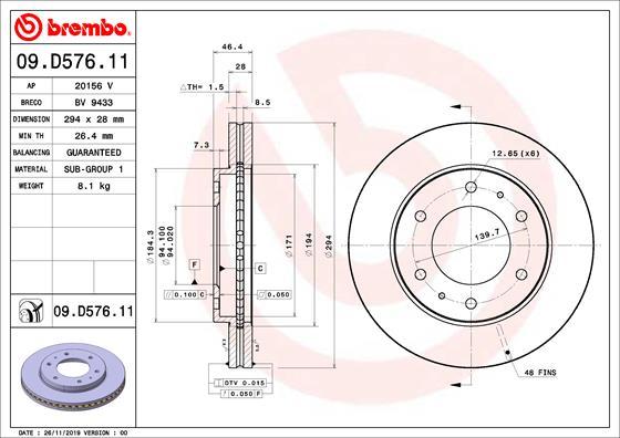 Brembo 09.D576.11 - Əyləc Diski furqanavto.az