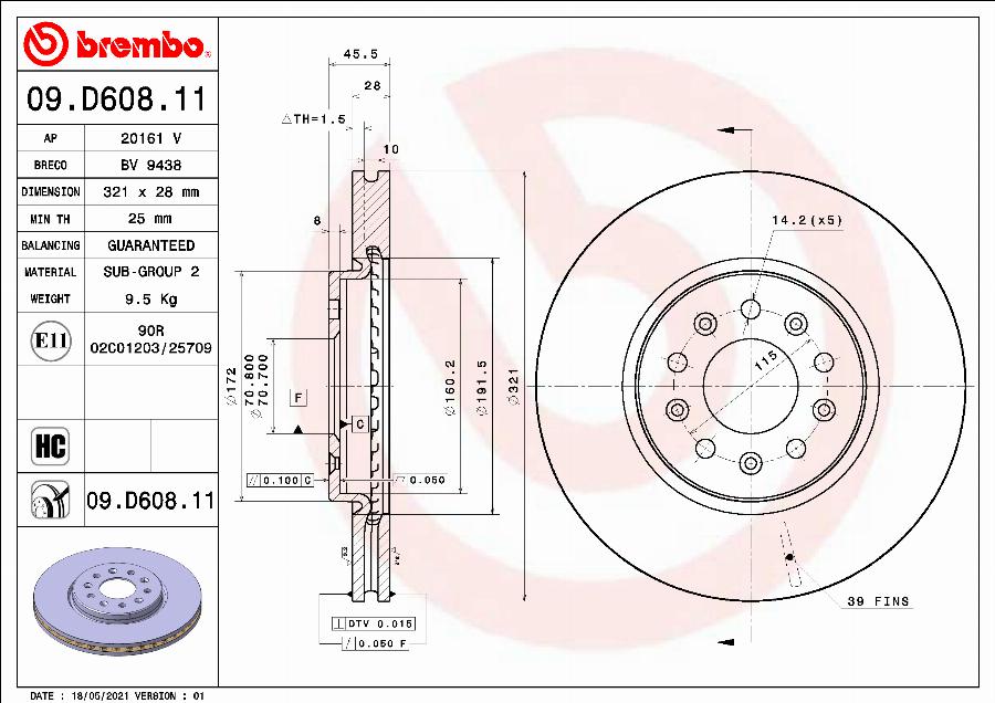 Brembo 09.D608.11 - Əyləc Diski furqanavto.az