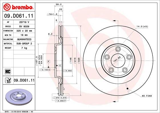 Brembo 09.D061.11 - Əyləc Diski furqanavto.az