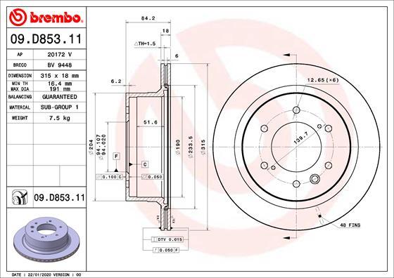 Brembo 09.D853.11 - Əyləc Diski furqanavto.az