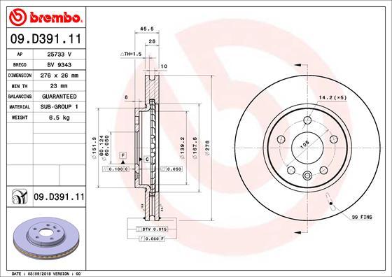 Brembo 09.D391.11 - Əyləc Diski furqanavto.az