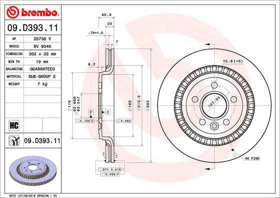 Brembo 09.D393.11 - Əyləc Diski furqanavto.az