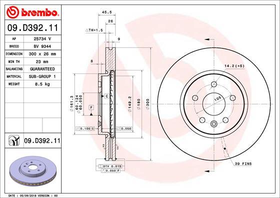 Brembo 09.D392.11 - Əyləc Diski furqanavto.az