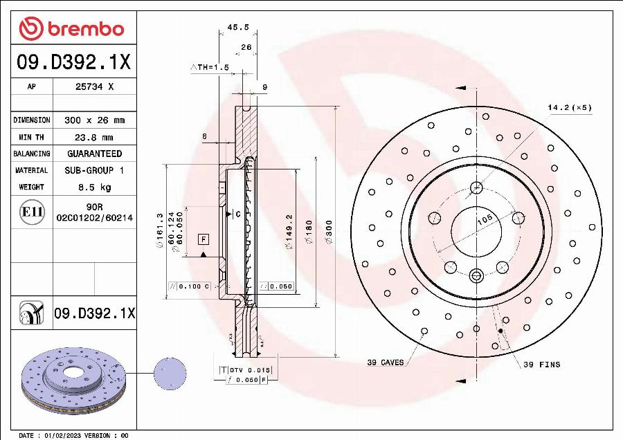 Brembo 09.D392.1X - Əyləc Diski furqanavto.az