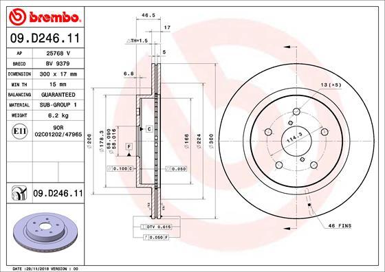 Brembo 09.D246.11 - Əyləc Diski furqanavto.az