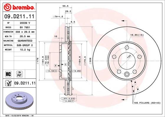 Brembo 09.D211.11 - Əyləc Diski furqanavto.az