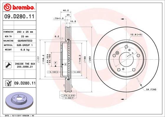 Brembo 09.D280.11 - Əyləc Diski furqanavto.az