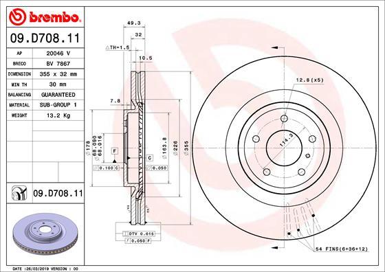 Brembo 09.D708.11 - Əyləc Diski furqanavto.az